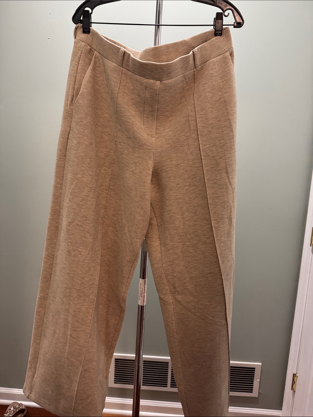 OGL Wide-Leg Ponte Pants in Taupe